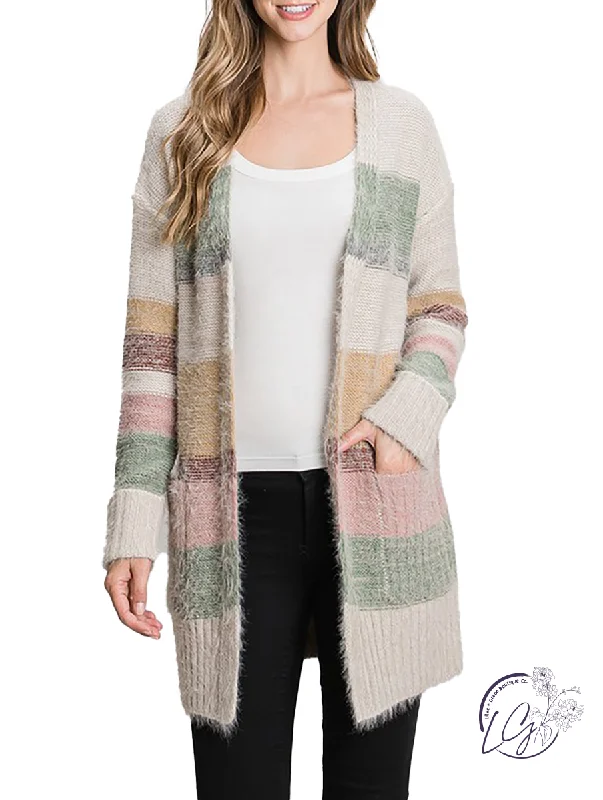 Block You Out Striped Cardigan Practical Women's Quick - dry