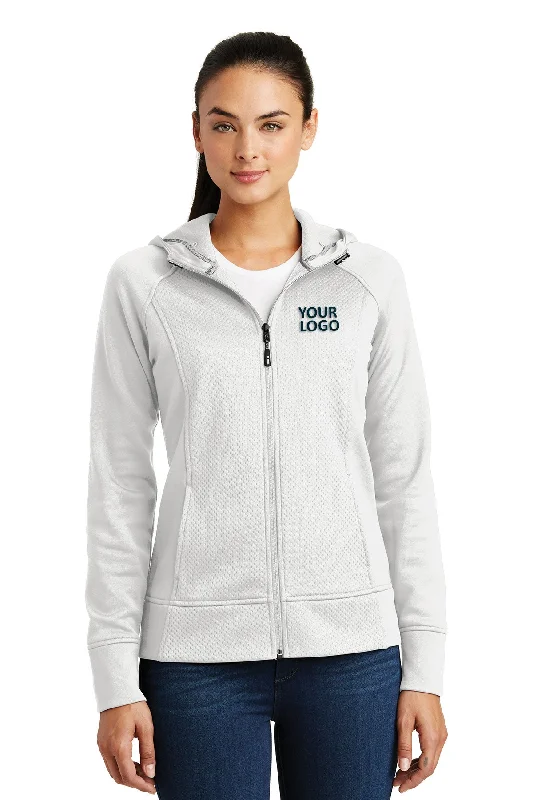 Sport-Tek Ladies Rival Tech Fleece Custom Full-Zip Hooded Jackets, White Elegant Women's Formal 