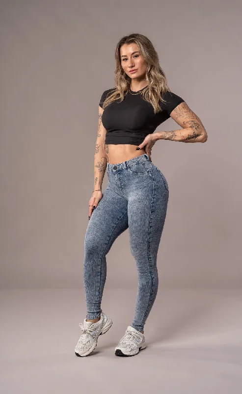 Womens 360 V2 Mid Waisted Fitjeans - Acid Wash performance