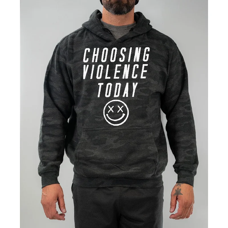 Salty Savage Unisex "CHOOSING VIOLENCE TODAY" Classic Hoodie | Storm Camo Vintage Women's 1970S 