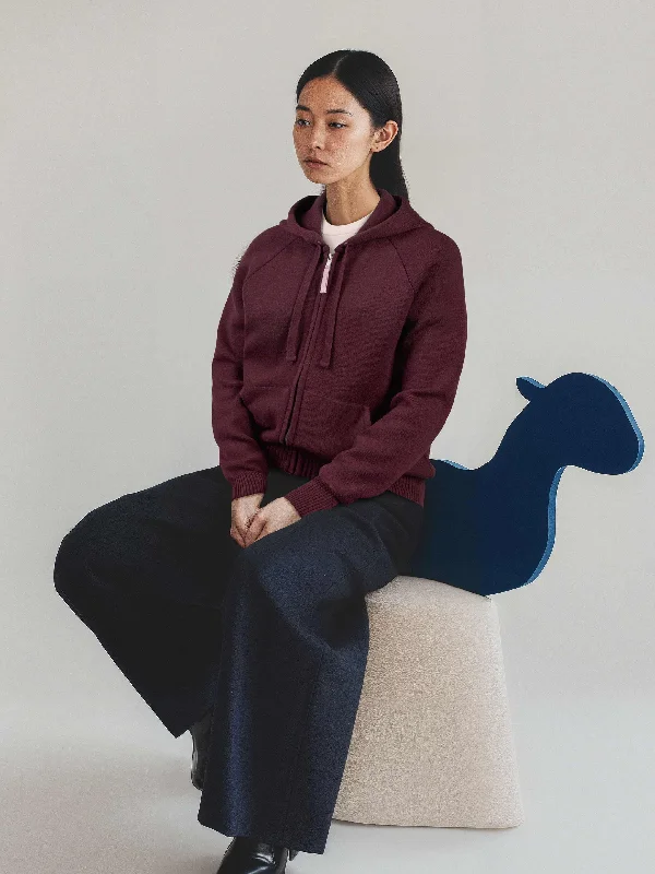 The Zip Hoodie 2.0 - Konini Burgundy Stylish Women's Neon