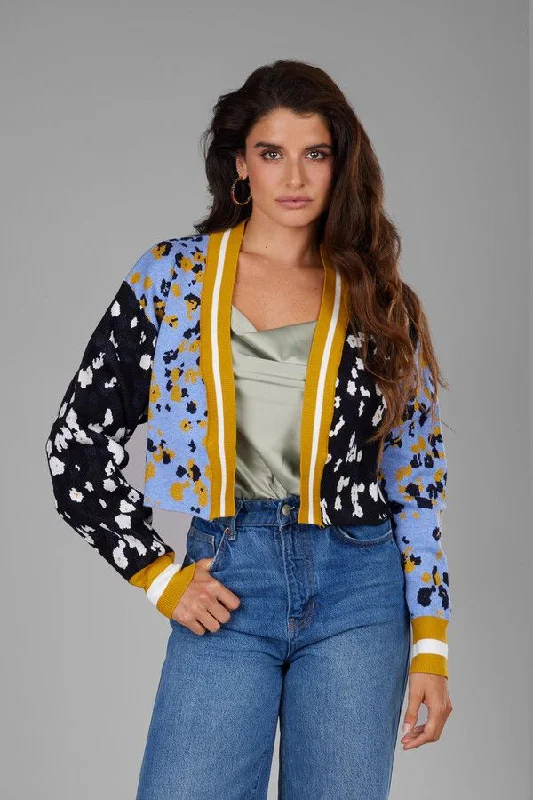 Multitone Floral Cardigan Monochromatic Office Style