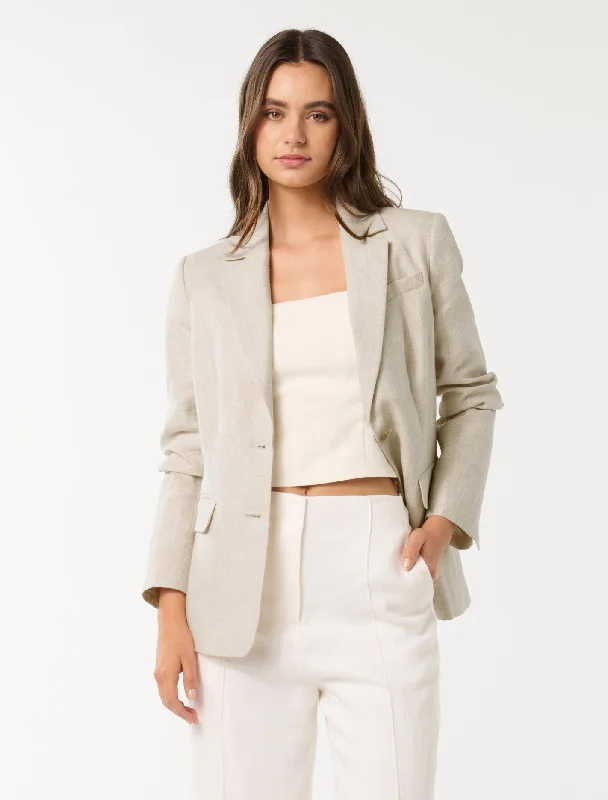 Laura Two Button Linen Blazer Sharp Women's Italian