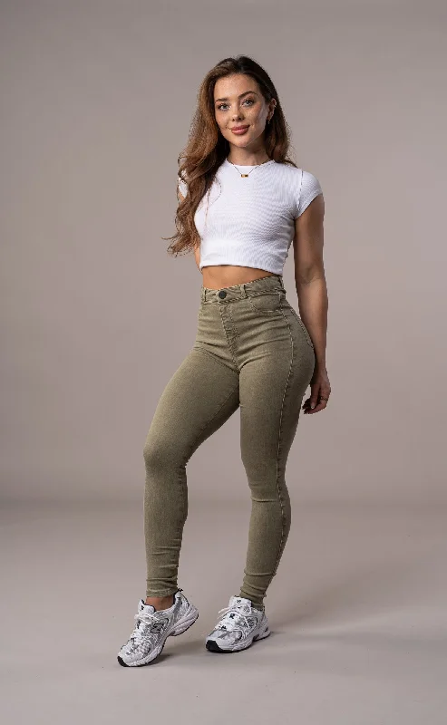 Womens Pastel Fitjeans - Khaki Traditional Women's Wool