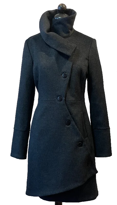 Swerve Coat in Wool/Cashmere / Dark Charcoal Elegant Women's Formal 