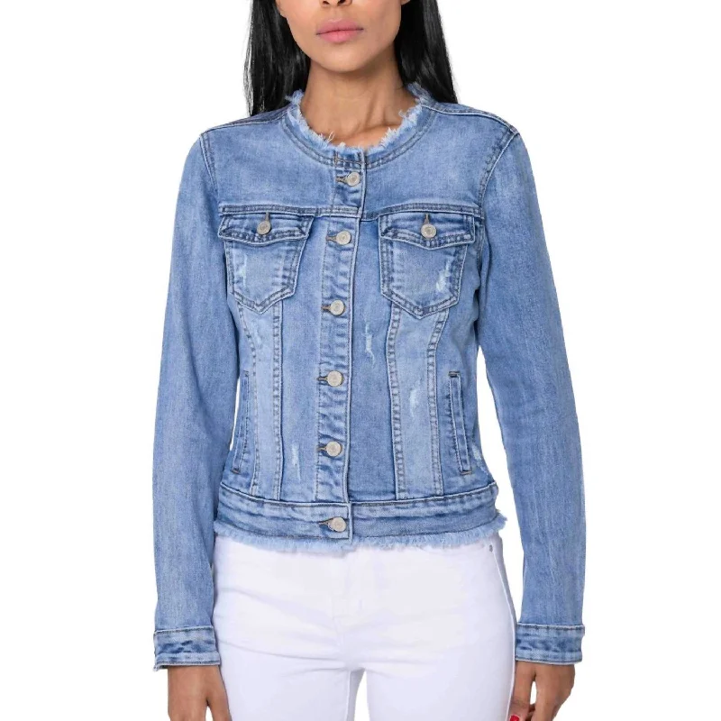 Jean Jacket In Light Blue Sporty Women's Athleisure 