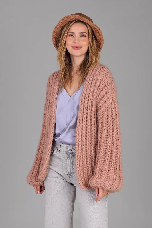 Chunky Oversized Cotton Wool Knit Cardigan Confident Women's Power