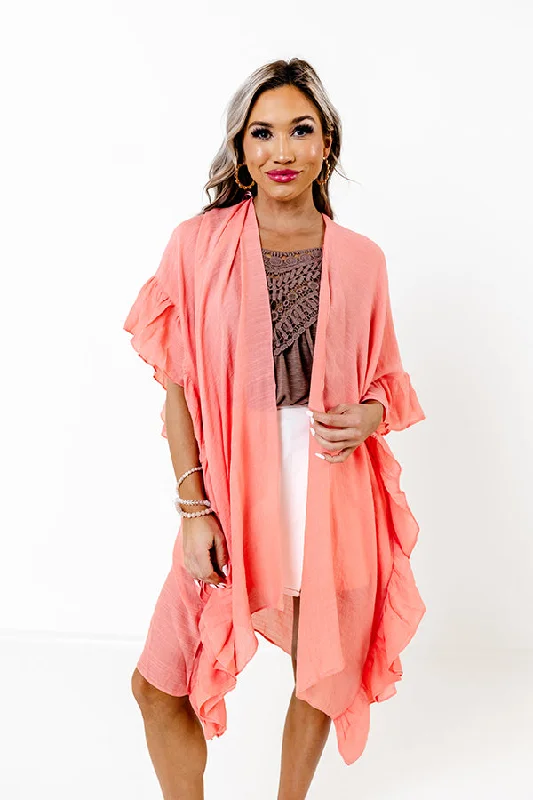Summer Rhythm Ruffle Overlay In Coral Australian Beach