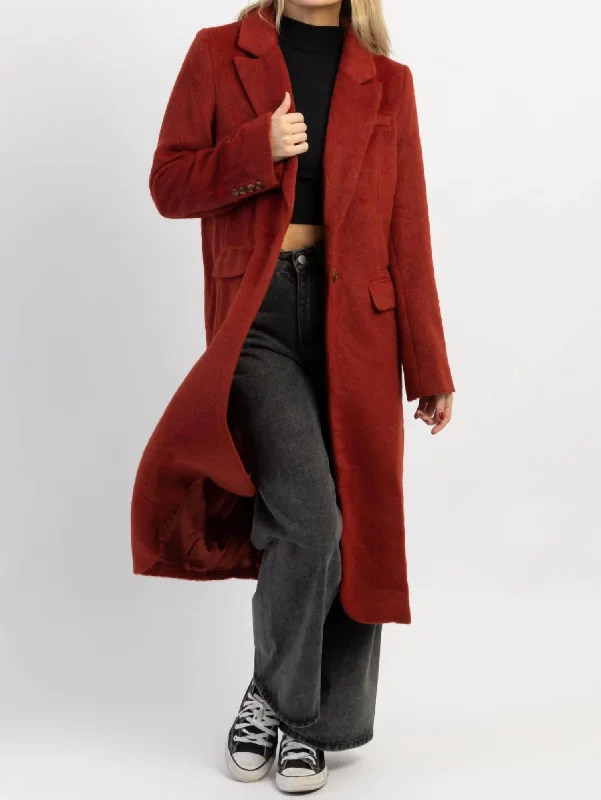 Eliza Brick Brushed Wool Coat In Red Traditional Women's 