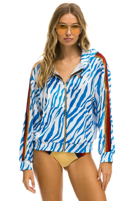 CLASSIC VELVET RELAXED ZIP HOODIE - BLUE TIGER European