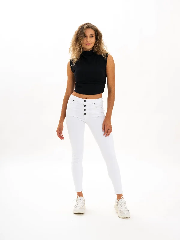 Bombshell Buttonfly Pant Eternal White Laid - back Women's Vibe