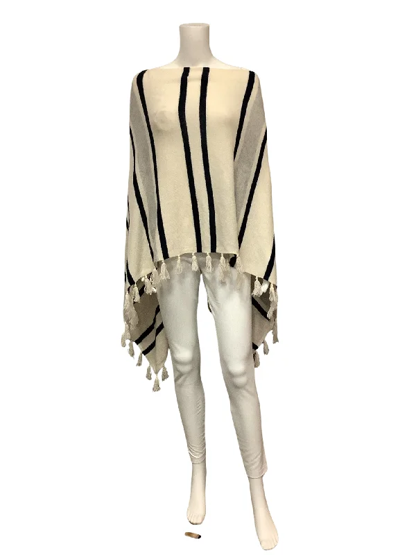 Letarte Women's Poncho Striped Cashmere Size: O/S Feminine Women's Soft 