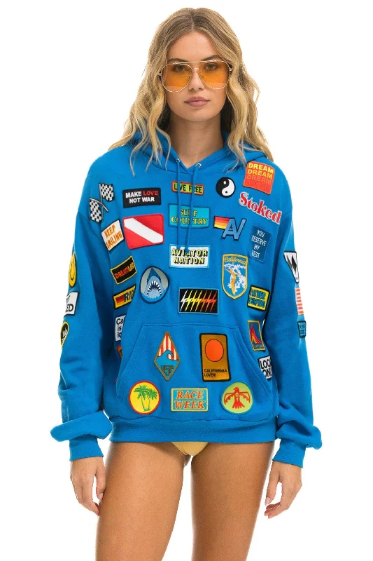 VINTAGE PATCH RELAXED PULLOVER HOODIE- OCEAN Modern Women's Tech