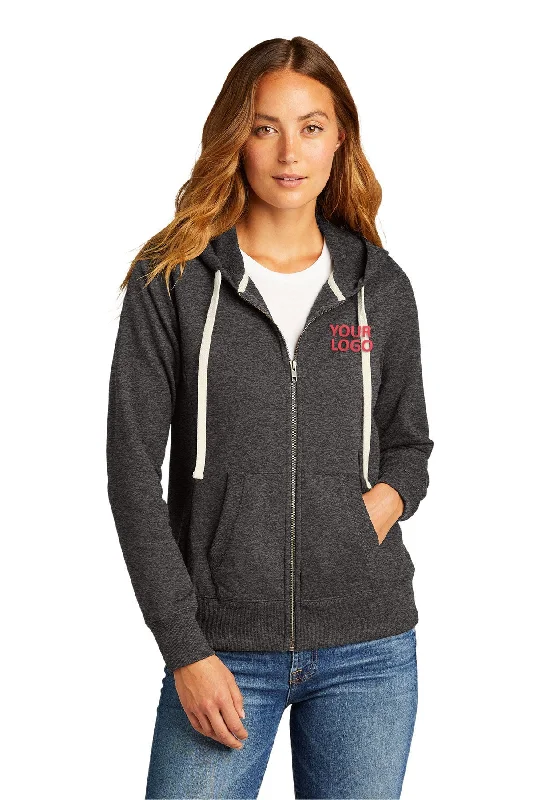 District Women's Re-Full-Zip Hoodies, Charcoal Heather Polished Women's Silk