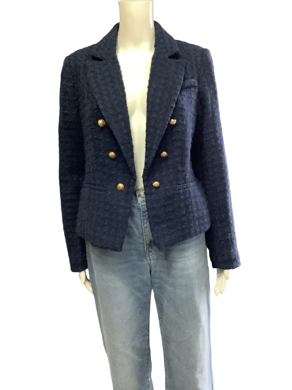Sam Edelman Women's Tweed Open Jacket Blue Size: M Modern Women's 