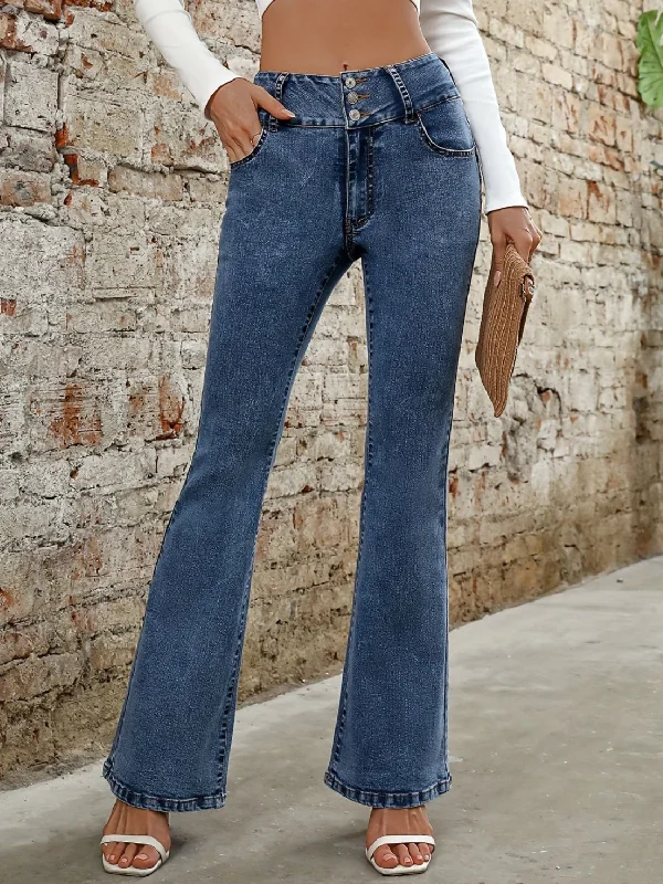 Bootcut Jeans with Pockets Laid - back Women's Style