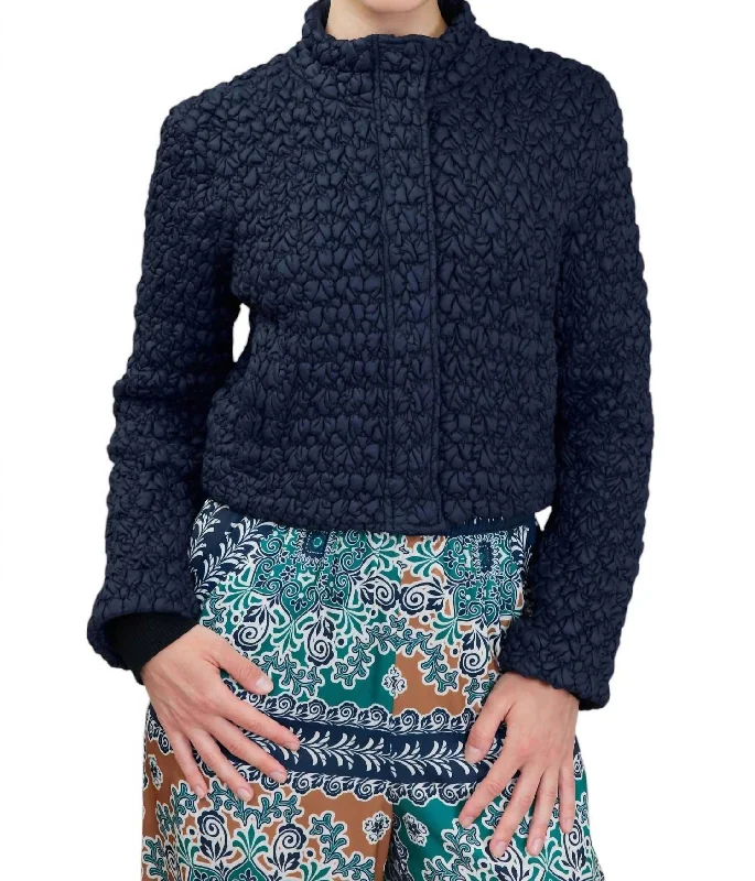 Quilting Puffed Jacket In Navy Modern Women's 