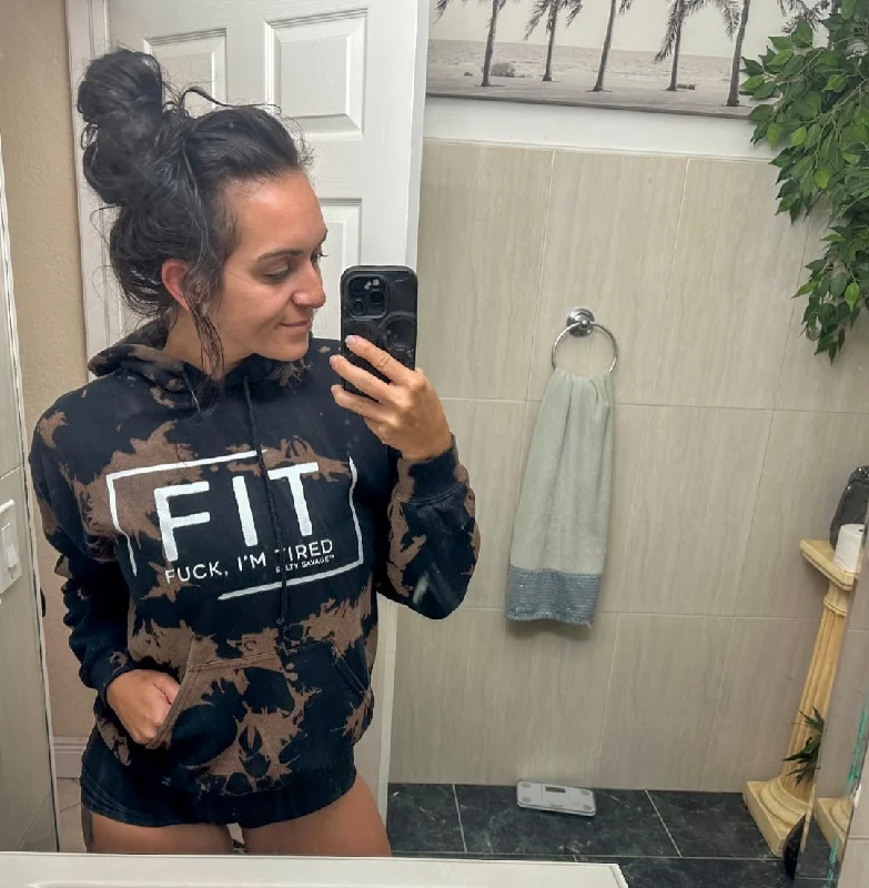 Salty Savage Unisex "FIT Fuck, I’m Tired" Classic Hoodie | Bleach Washed Sleek Women's 