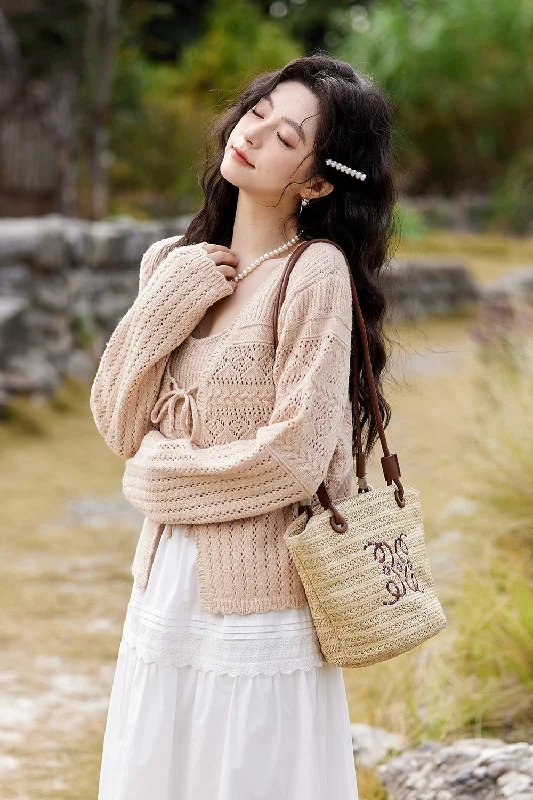 Spaghetti Strap Top and Cardigan Set Hip Women's Retro
