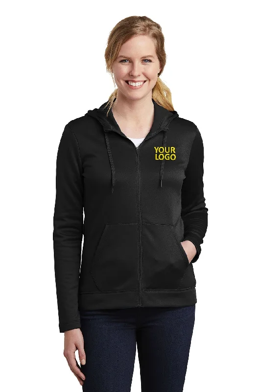Nike Ladies ThermaFIT Customized Zip Hoodies, Black Traditional Women's Wool