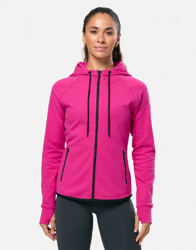 Chill Patch Zip Hoodie in Electric Berry Sporty Women's Athleisure 