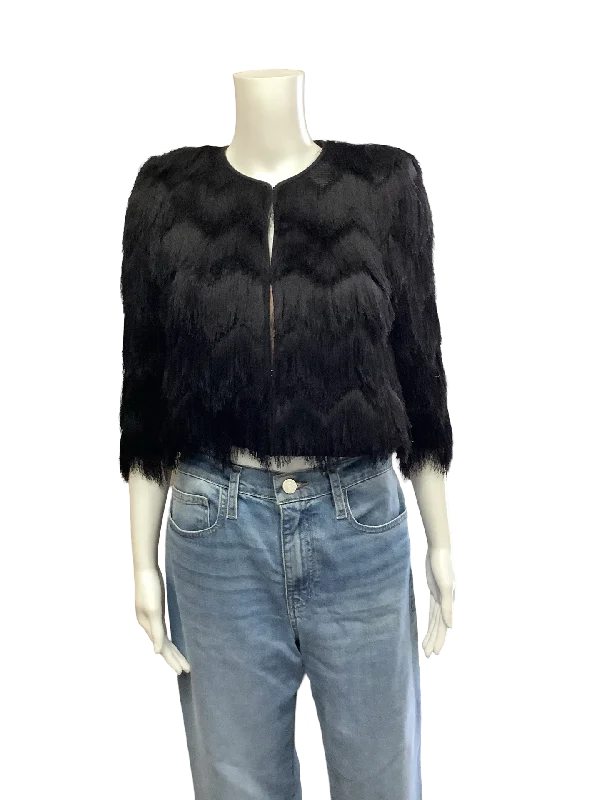 BCBGMAXAZRIA Women's Fringed Bolero Jacket Size: S Scandinavian