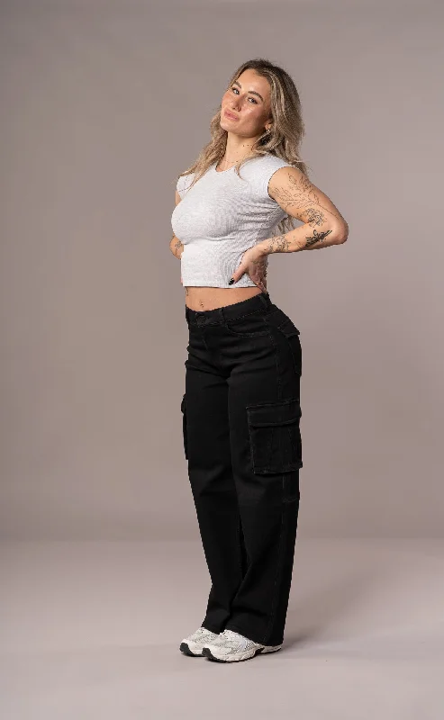 Womens Cargo Fitjeans - Black Modern Women's Tech