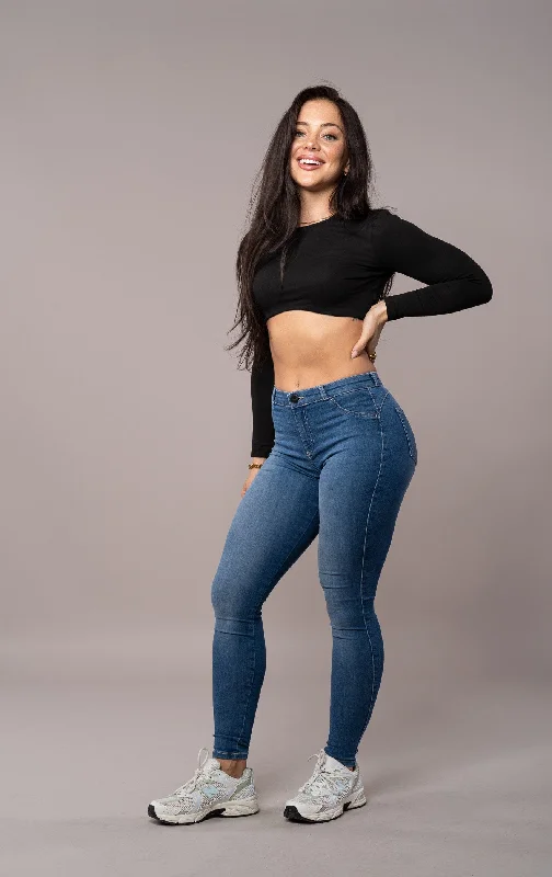 Womens Contour Mid Waisted Fitjeans - Sapphire Blue Scandinavian