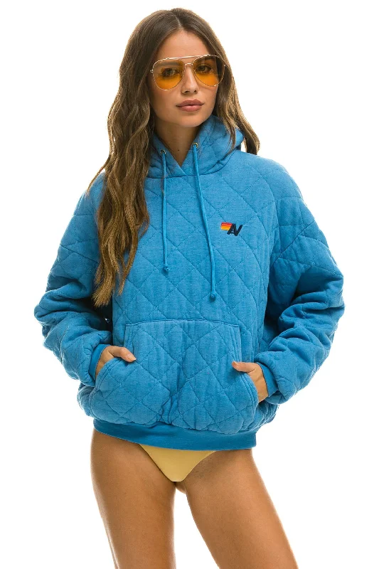QUILTED RELAXED PULLOVER HOODIE - OCEAN Hip Women's Urban