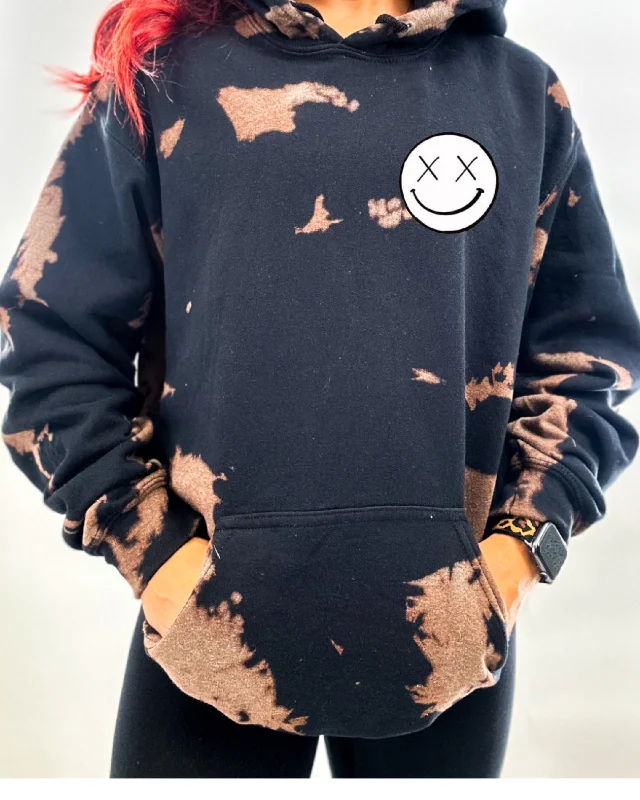 Salty Savage Unisex "OG Basic Smile" Classic Hoodie | Bleach Washed | Basic Polished Women's Silk Salty Savage Unisex "OG Basic Smile" Classic Hoodie | Bleach Washed | Basic Polished Women's Silk