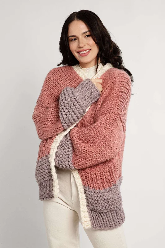 Knit Oversized Sweater Two Tone Confident Women's Power