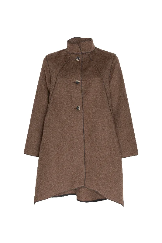 Uneven Hem Coat - Mocha 4606 Casual Women's Loose - fitting