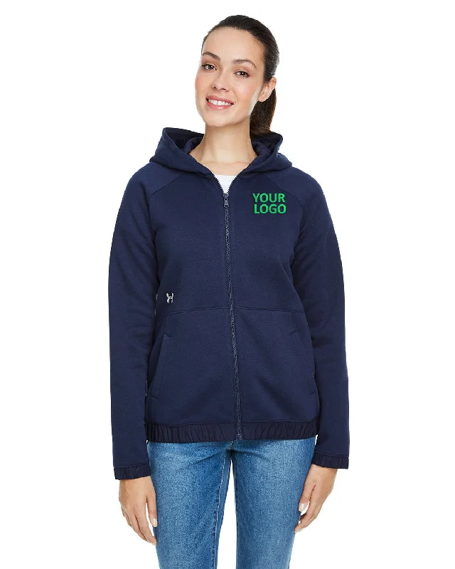 Under Armour Ladies Hustle Customized Full-Zip Hoodies, Navy Hip Women's Urban