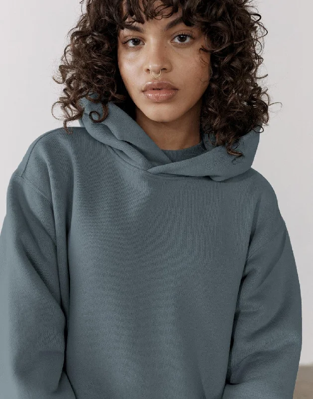 The Oversized Pullover Hoodie in Slate Grey Youthful Women's Anime - inspired