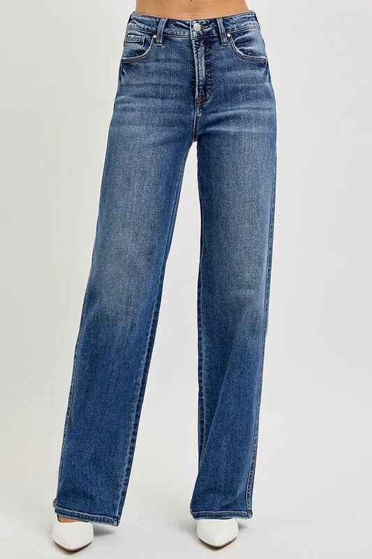 RISEN Full Size Tummy Control High Rise Jeans Streetwear Style for 