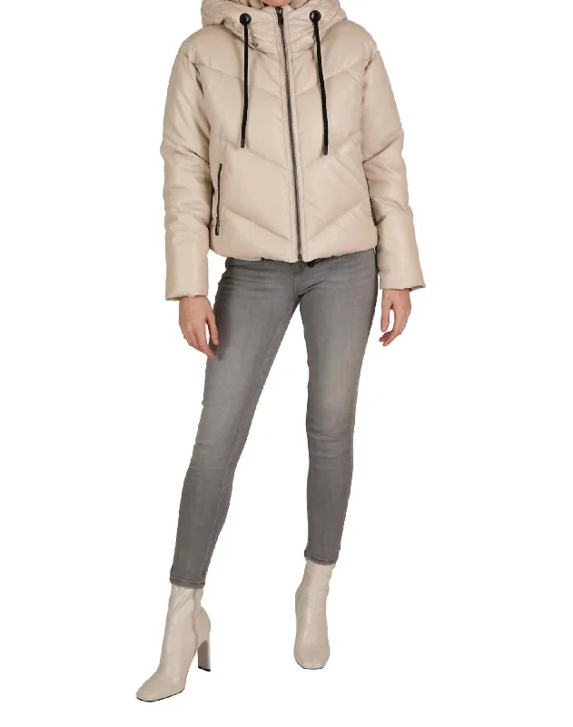 Puffer Jacket In Beige Practical Women's Quick - dry