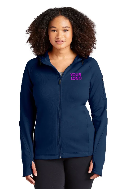 Sport-Tek Ladies Tech Fleece Branded Full-Zip Hooded Jackets, True Navy Gym