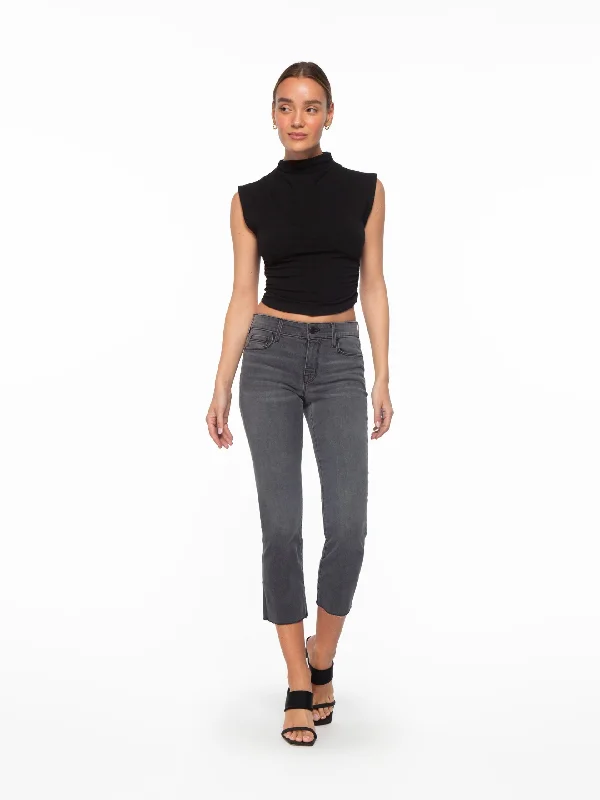 Byron Crop Straight w/Raw Hem in Carbon Unique Women's Upcycled