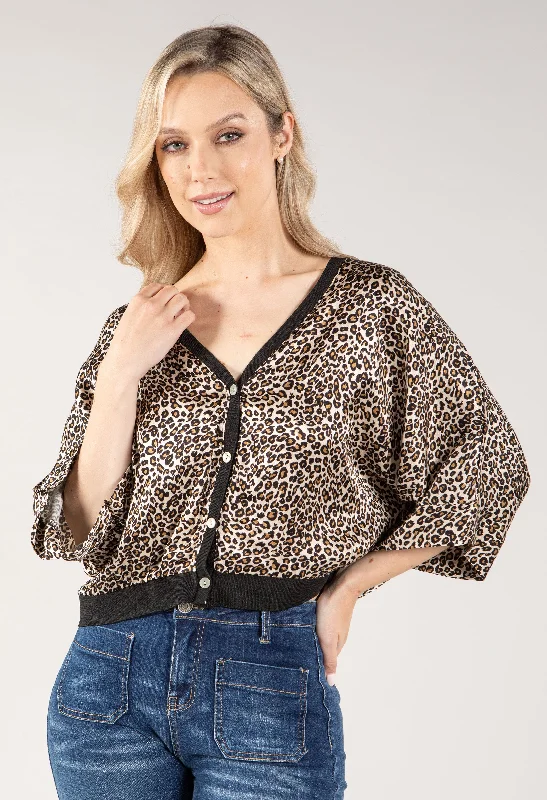 Leopard Print Silk Cardigan Gym