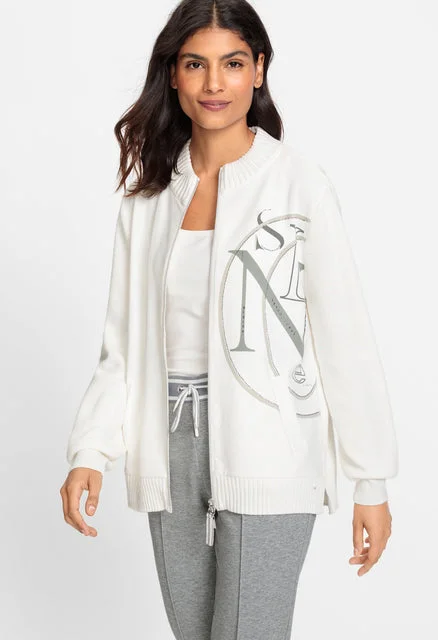 Zip Knit Cardigan Classic Women's Pin - striped