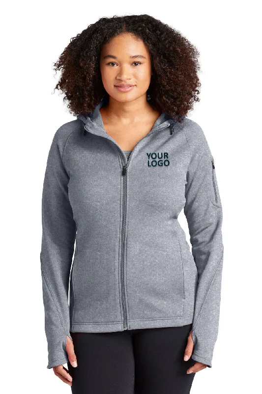 Sport-Tek Ladies Tech Fleece Branded Full-Zip Hooded Jackets, Grey Heather Bohemian Women's Free