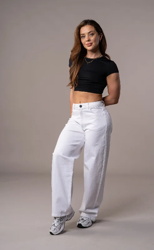 Womens Pastel Baggy Fitjeans - White Sporty Women's Tennis