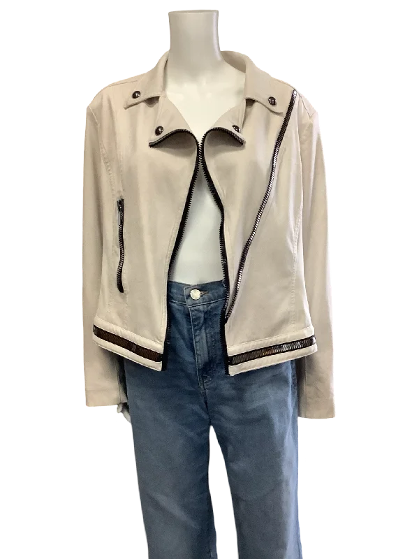 Insight Women's Faux Zip Jacket Ivory Size: 16 Bold Women's Animal Print