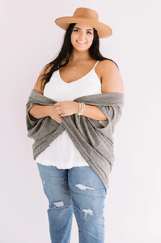 Cue The Cuddles Knit Cardigan In Olive  Curves Earthy Women's 