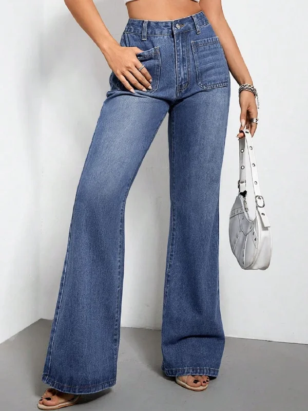 Bootcut Jeans with Pockets Sleek Women's Metallic