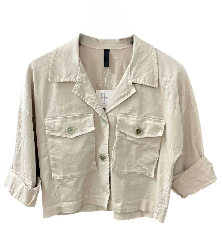 Women's Distressed Jacket In Khaki Edgy Women's Punk