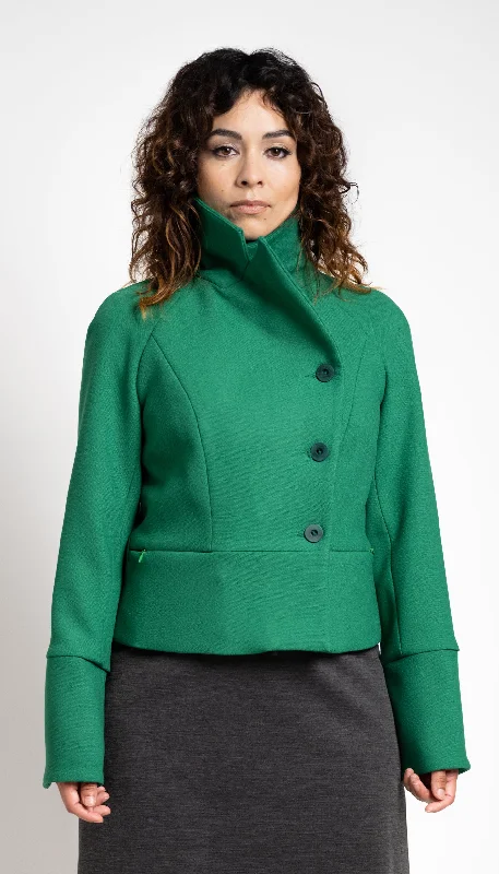 Cropped Notch Collar Jacket Trendy Women's 