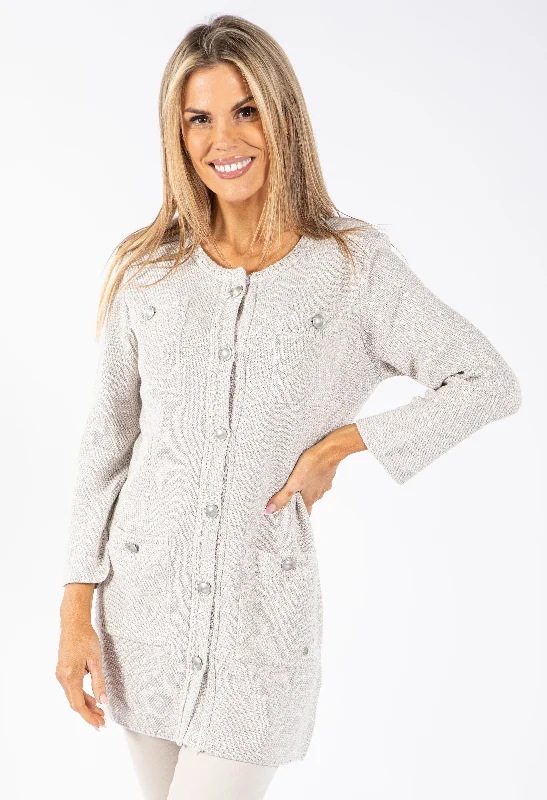 Lurex Long Cardigan Stylish Women's Tropical 
