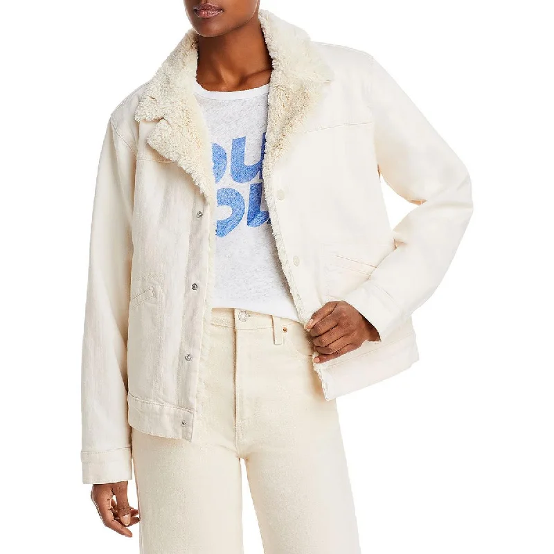 Womens Sherpa Mixed Media Bomber Jacket Laid - back Women's Style