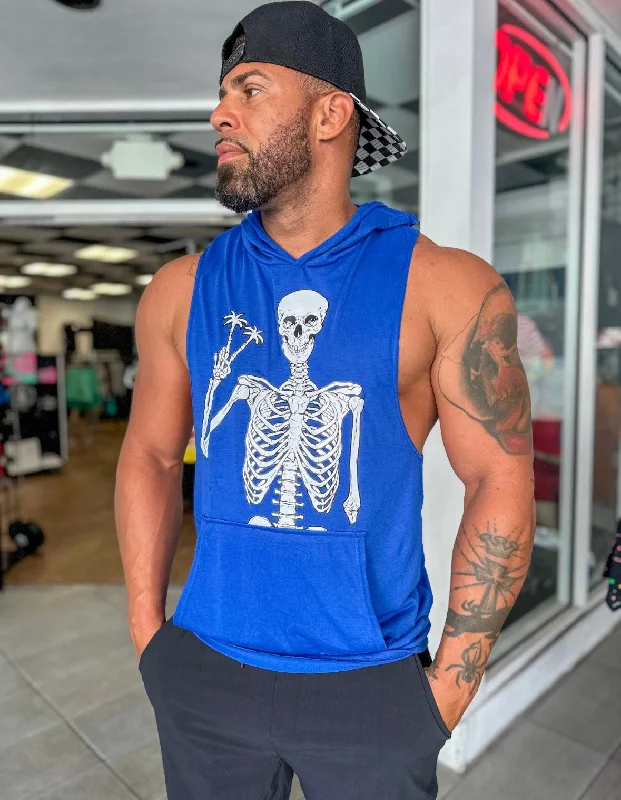 Salty Savage Unisex "Peace Skeleton" Sleeveless Racerback Muscle Tank Hoodie Refined Women's Classic 